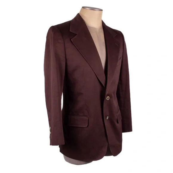 YVES SAINT LAURENT RIVE GAUCHE Brown Cotton Wide Lapel Sports Coat - Picture 2 of 9